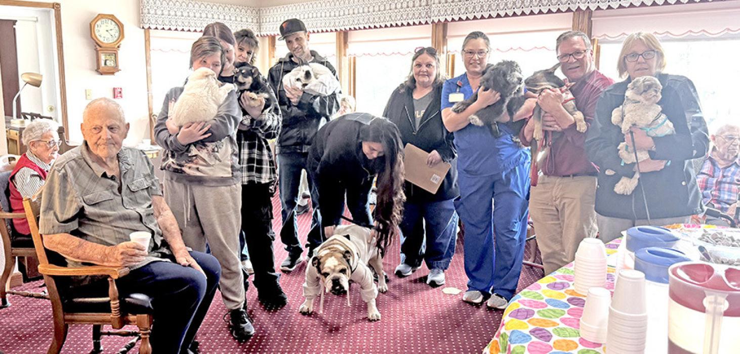 Silver Threads hosted an event on National Puppy Day Sunday, March 23, 2025. Rescues Unlimited and local community members were invited to bring their favorite animal for the residents to enjoy. They had 12 puppies and 1 bunny for the viewing. Rescues Unlimited adopted out one of the puppies during this event.