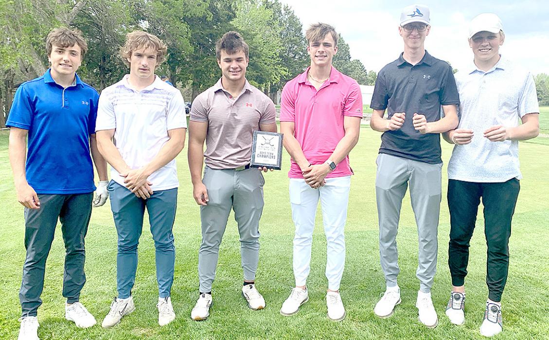 Gregory High School men’s golf team consisting of l to r: Luke Stukel, Kade Stukel, Trey Murray, Eli Fogel, Luke Sinclair and Kade Braun,won the Bon Homme Golf Tournament team championship on Friday, May 12, at the Springfield Golf Course. (Photos by Kaitlyn Steffen)