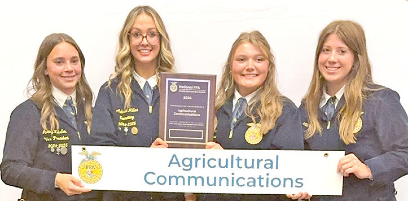The Agricultural Communications team of Avery Zeisler, Aubree Miller, Ava Kerner, and Ella Sperl earned a silver placing at the FFA National Convention.