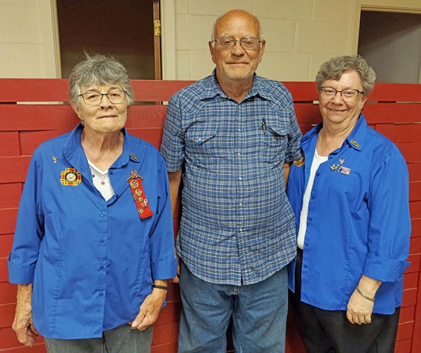 Local Burke Auxiliary President, Elsie Forsch, left, District #7 Auxiliary Jr. Vice President Tom Endes, center, and District #7 Auxiliary President Jan Endes were all present at the Burke meeting.