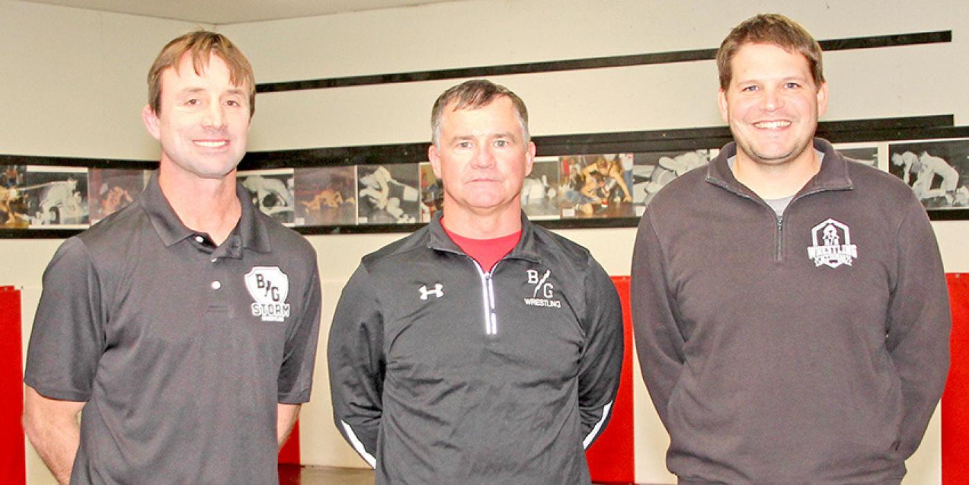 Head Coach Seth Webster, assistant coaches Chad Bauld, and Nick Hutcheson. Not pictured Chad Hansen and Joel Johnson.