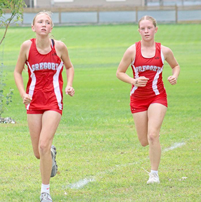 Mayme Reber and Lydia Wonnenberg represented the girls varsity team. (Photo by Abby Engel)