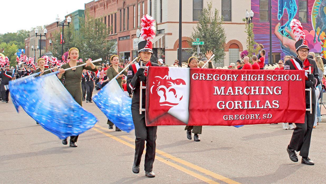 Marching Gorillas Wow crowd in Vermillion