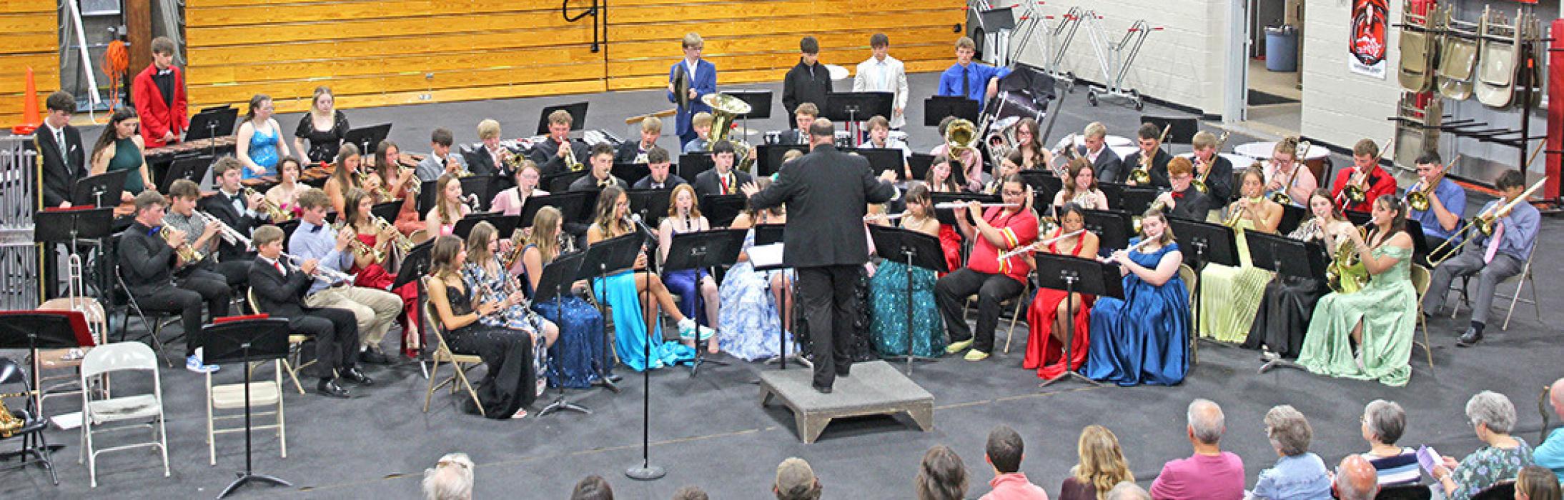 The concert band performed four pieces, concluding the evening’s program with Washington Post March by John Philip Sousa Arr. by Bill Holcombe. (Photo by Ashley Lozano)