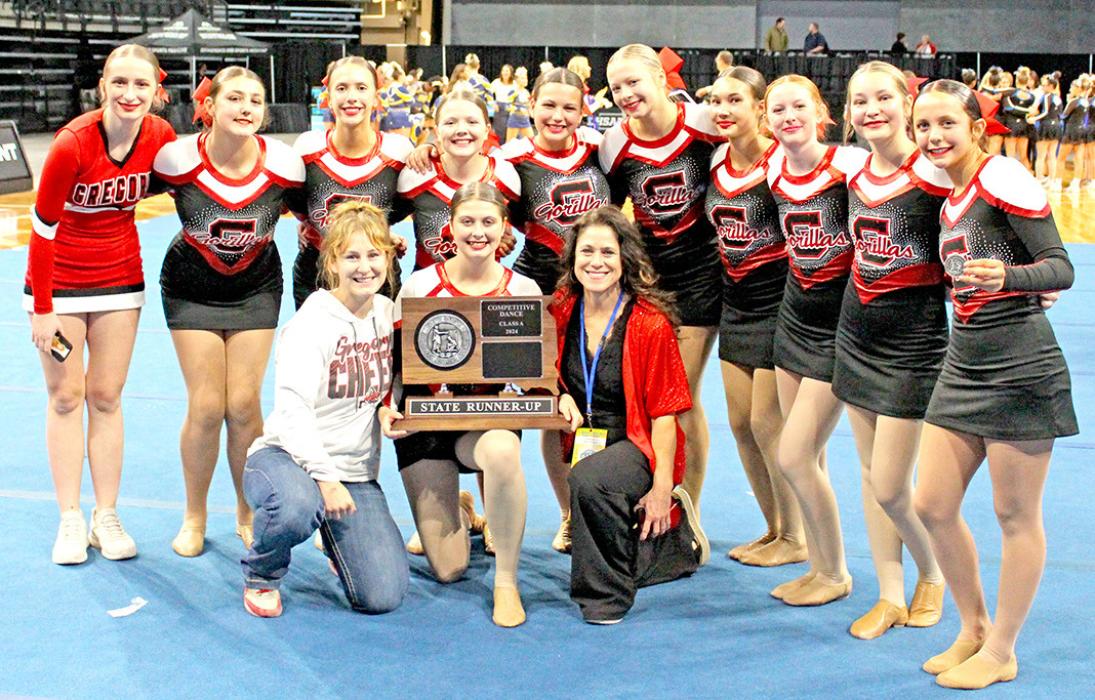 The Gregory girls placed second in competitive dance at the state cheer and dance competition in Rapid City, Friday, October 25. (Photo by Jeff Determan)