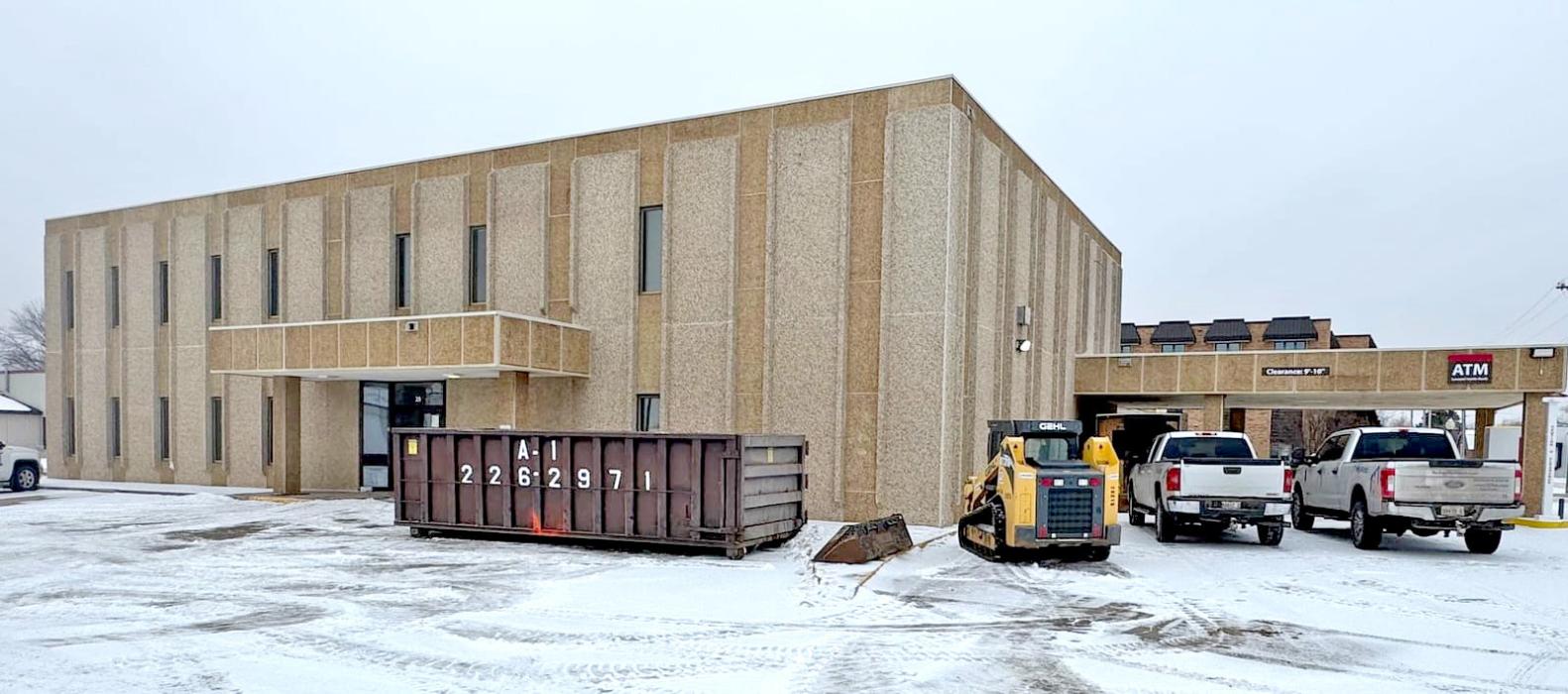 This former Wells Fargo bank building in Redfield, S.D., shown on Feb. 3, 2026, is being converted into a day care with money from local fundraising activities, grants and donations. (Photo: Bart Pfankuch/South Dakota News Watch)