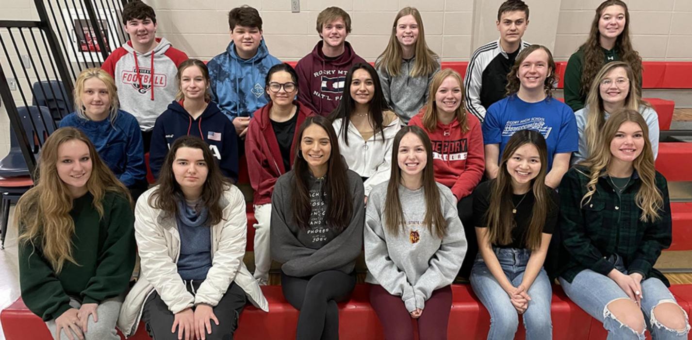 GHS students participating in the vocal contest in Kimball on February 2, 2022, were back row, l to r: Jamison VanderPol, Eli Barreto, Nathan Fortuna, Mya Determan, Ethan Long, and Natalie Smith. Middle row, l to r: Emily Long, Jordan Spann, Marissa Zimmerman, Summer Janis, Lily Jacobsen, Christian Spann, and Savannah Swan. Front row, l to r: Shelby Spann, Ravyn Oliver, Sierra Rencountre, Katherine Stevicks, Nancy Khuu, and Dakota Timanus. Not pictured: Kaydence Klein.