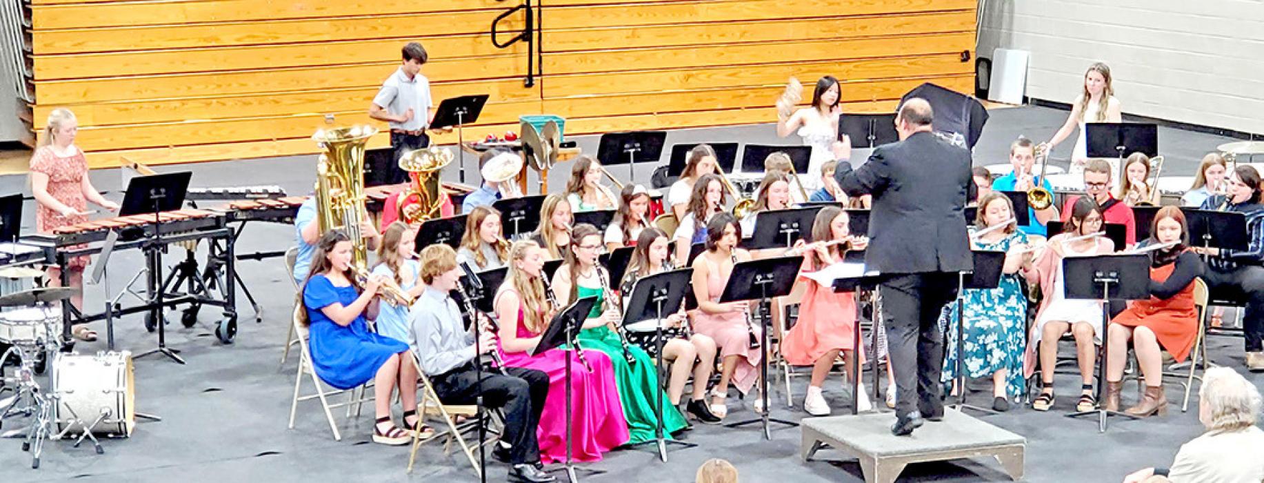 In the junior high band’s performance of Arabian Dances, audience members were encouraged to join in at some boisterous points of the song.