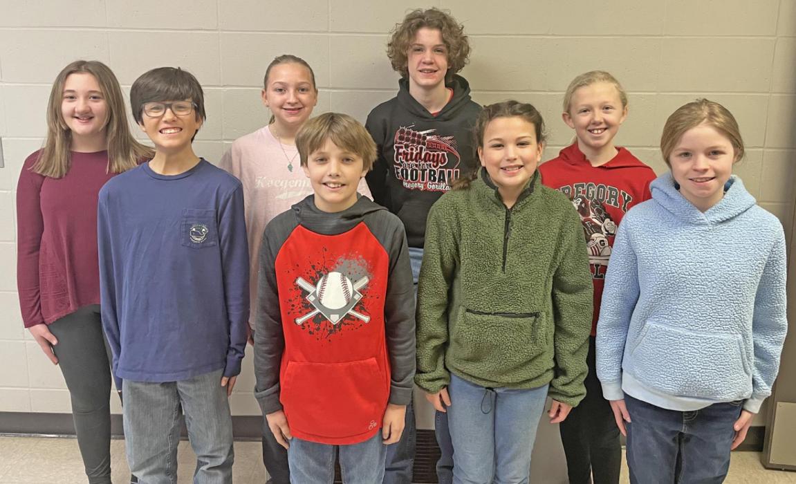 Those selected to attend the SD Elementary Festival Honor Choir are back row, l to r: Jaelyn Birkeland, Jerilee Hanson, George Timanus, Gracelyn Lanz. Front row, l to r: David Biggins, Otto Reber, Hadley Braun, and Elizabeth Wonnenberg. Not pictured: Eliana Fiebelkorn.