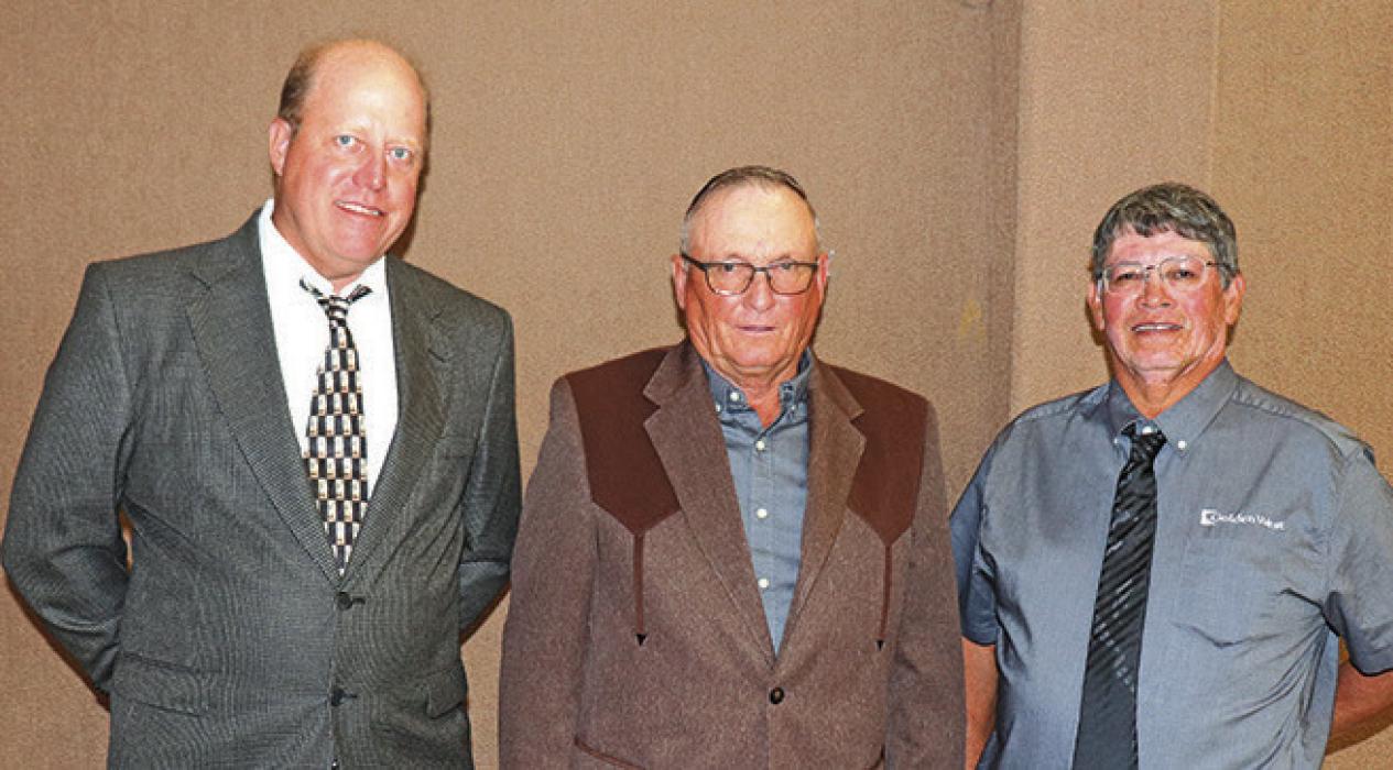 Members of the Golden West Telecommunications Cooperative elected three board members at their annual meeting held Sept. 23 in Wall. They were l to r: Thomas Zickrick of Wanblee (District IV), Arnie Hill of White River (District III), and Ansel Wooden Knife of Interior (District VI).