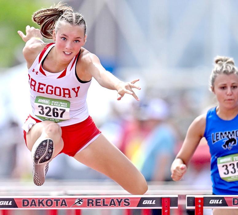Asia VanDerWerff medaled in the 300 meter hurdles in her first year of competing in the event. (Photo by 605 Sports)