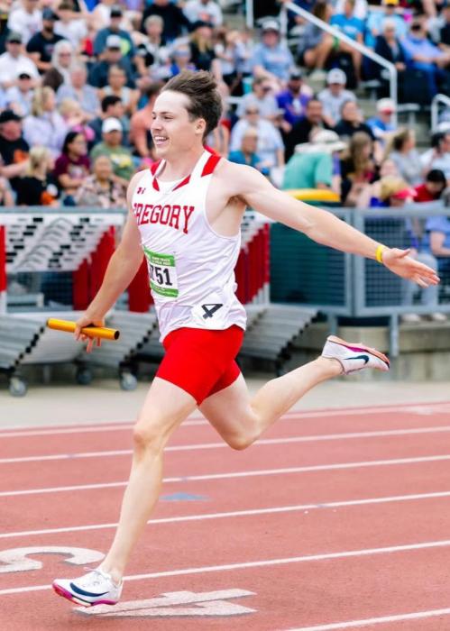 Pierce Stukel was the anchor for both the 4x100 and 4x200 relays that broke school records. (Photo by Sky Stukel)