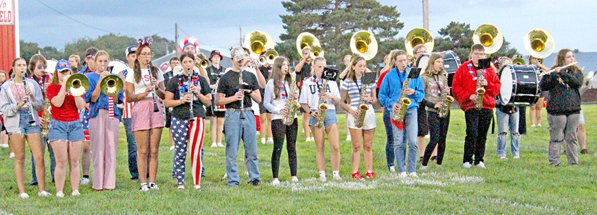 In addition to performing their own half-time show, the Gregory Marching Band joined The Show for a combined performance. (Photo by Charissa Ring)