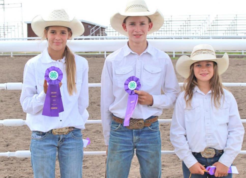 All Around Awards pictured from left to right-Brecken Vosika (All Around Jr. Girl), Hayden Haiar (All Around Jr. Boy), and Brooklyn Bailey (All Around Beginner).