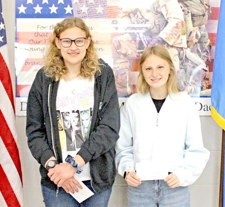 Winners in Class IV, l to r, are Claire Engel - 3rd, Sadie Carlson - 2nd, and Jacob Stevicks - 1st (not pictured).
