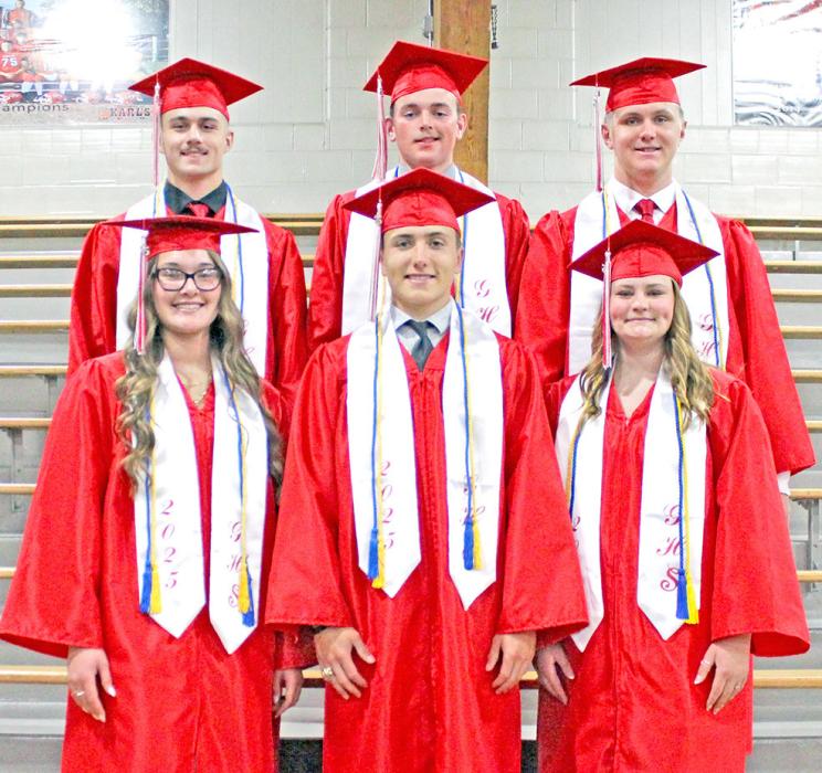 Students graduating with honors (GPA of 3.0-3.49) were, back row, l to r: Max Cook, Jackson Bolander, and Rane Kenzy. Front row, l to r: Gabbryel Jung, Luke Stukel, and Ashley Reinartz. (Photos by Alexis Kortan)