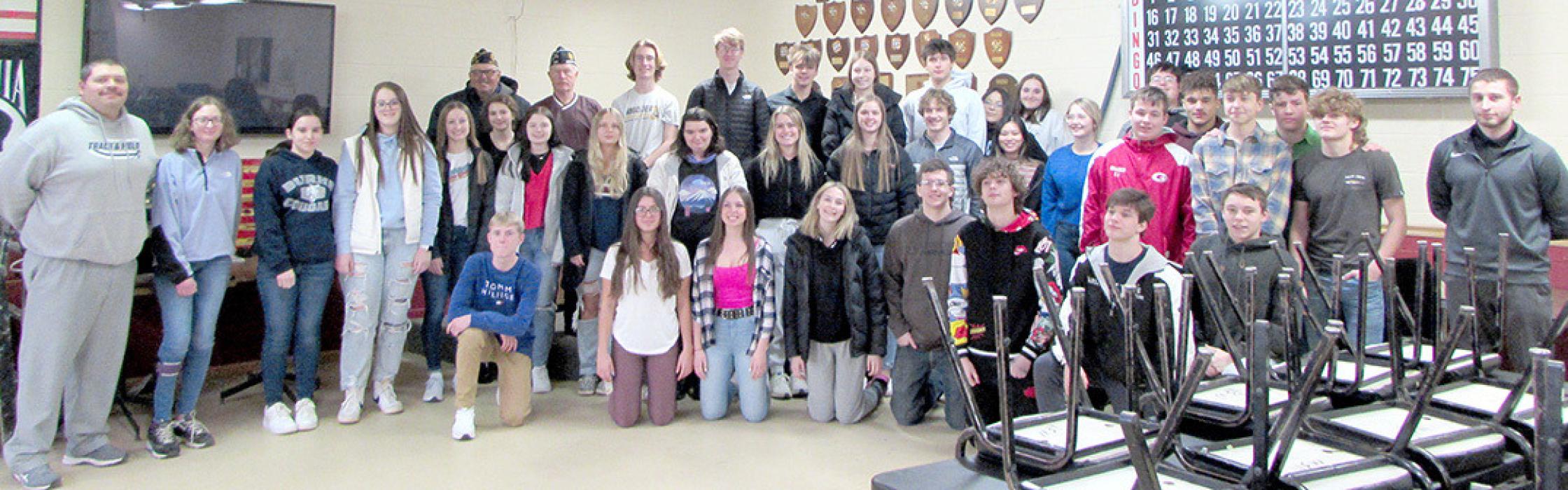The Burke and Gregory seniors were invited to the Gregory County courthouse last Wednesday to participate in the annual Government Day sponsored by the Legion and Auxiliary posts. (Photo by the Burke Gazette)