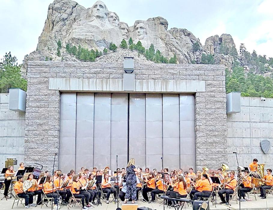 The high school music camp students end the week with a concert at the amphitheater at Mt. Rushmore.