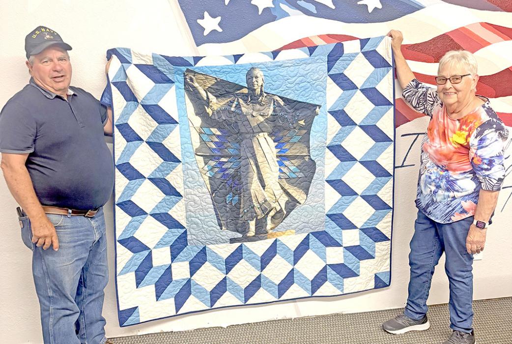 Iona resident Jim Fulwider won the “Dignity” quilt raffle on Saturday, July 5, 2025. The quilt, crafted by Gregory American Legion Auxiliary member Darlene Shattuck, raised funds that will go towards a new roof for the American Legion Post Home.