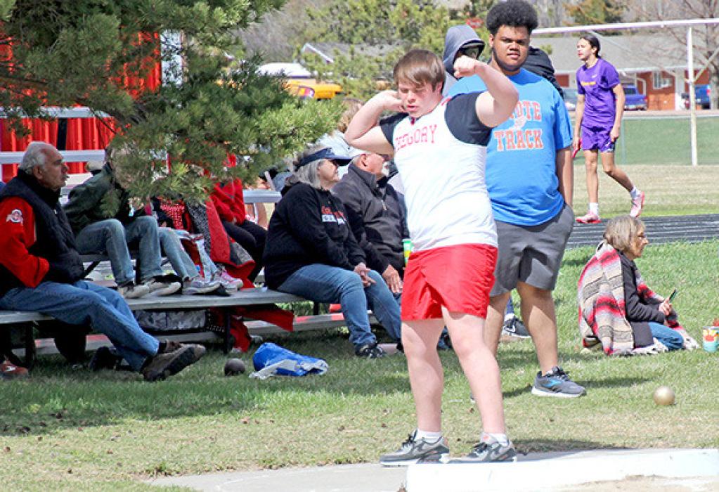 Max Bearshield was Gregory’s top finisher in the shot put with a new personal record.