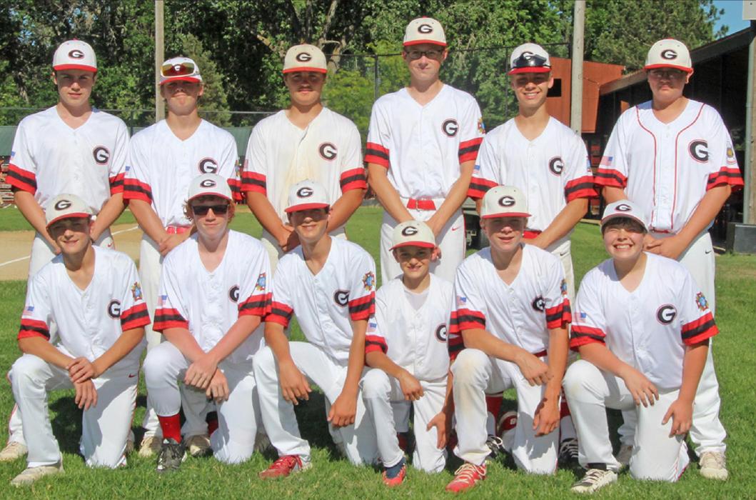 The Gregory Co. Junior Teeners 2022 roster includes back row, l to r: Pierce Stukel, Dylan Fiebelkorn, Jader Schonebaum, Colt Keiser, Lincoln Juracek, and Carter Baumgartner. Front row, l to r: Eli Ekroth, Zach Wheeler, Cash Hemming, Aiden Frasch, Landon Keiser, Max Bearshield. Not pictured: Hudson Fuhrer, Head Coach Chris Keiser, Assistant Coaches Jason Frasch and Ben Stukel.