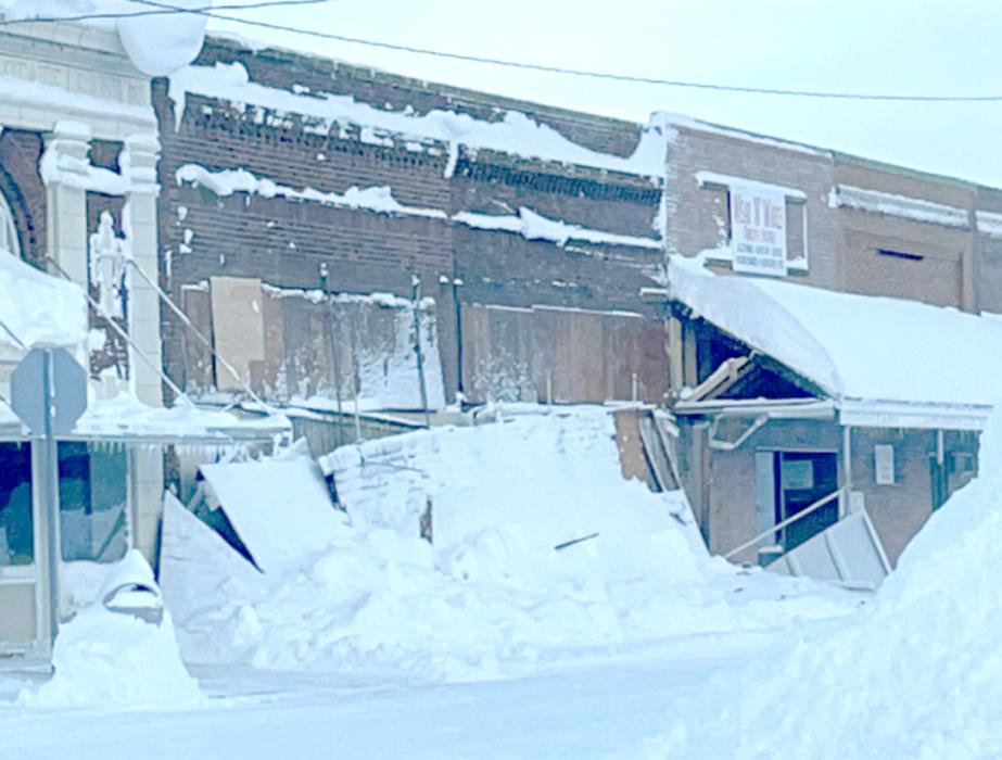 One inch of rain followed by 18-20 inches of snow proved to be too much for Gregory Drug’s awning during the recent blizzard. Fortunately no one was injured in the collapse, and the owners see the damage as an opportunity to improve the building’s facade. Most businesses in Gregory were closed for three days during the storm.