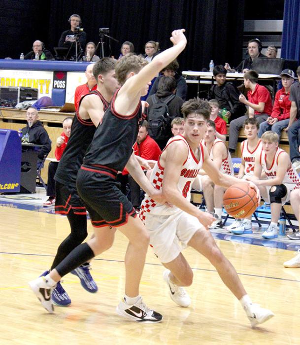 Noah Bearshield led the Gorillas in scoring with 13 points in the heartbreaker against Lyman. (Photo by Sara Anderson)