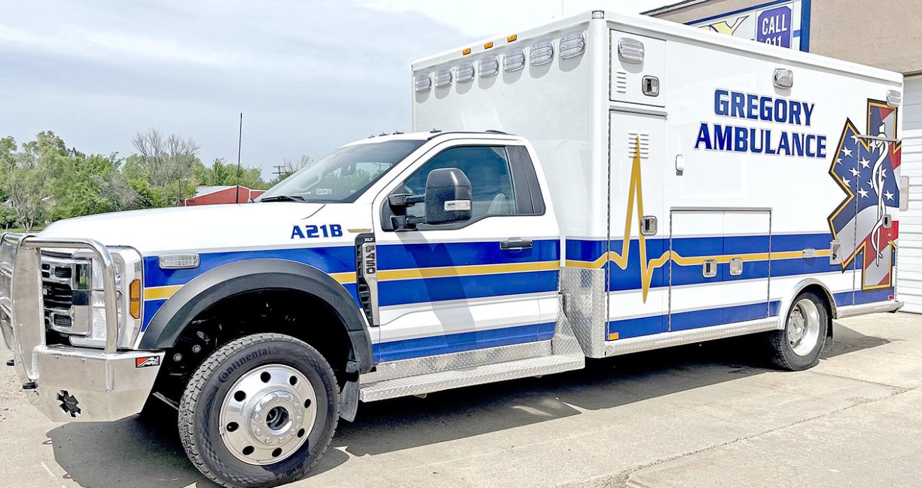 New ambulance arrives for the Gregory Volunteer Ambulance Dept. after four-year wait