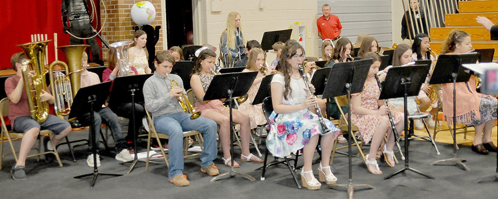 The fifth grade band demonstrated their skills with a couple selections.