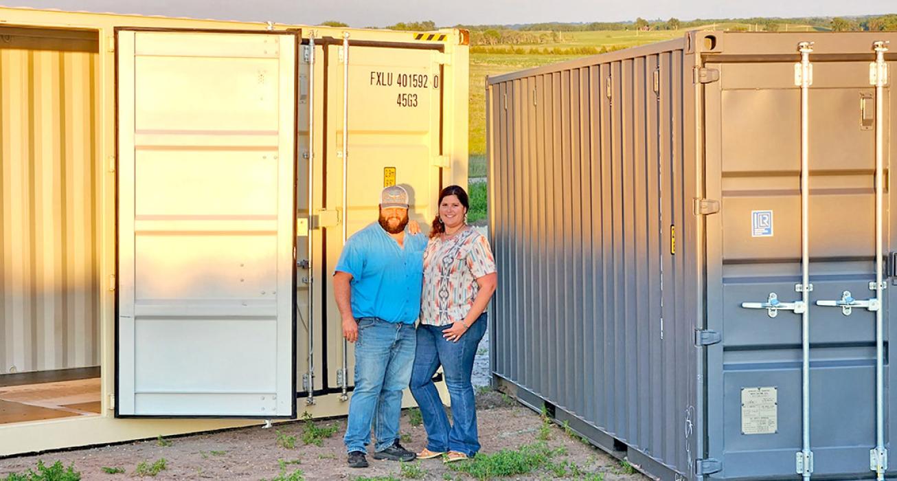 Olson Sales now offers shipping containers for sale. He and his wife Kayla and their four children live in Colome.