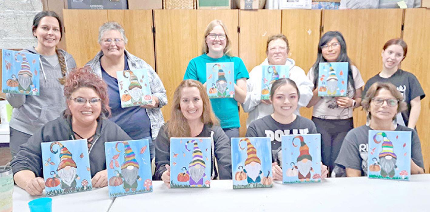 Creativity was flowing at the Gregory Public Library this past Saturday as community members participated in a hands-on painting class. The group worked step-by-step to complete their gnomes during the November 15 event.