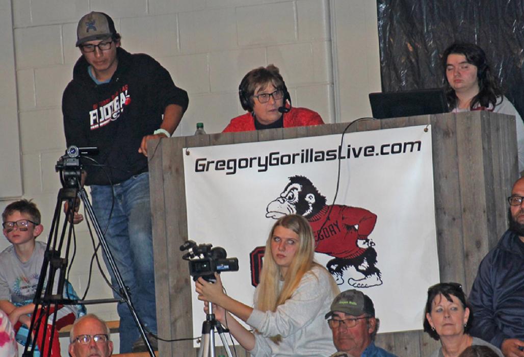 The audio-visual class at Gregory High School is learning some very valuable and sought-after skills this year as they have taken over production of Gregory Gorillas Live streaming of school events. Shown above as they stream a volleyball game, top row, l to r, is Jerrit Talsma on camera, Donna Schmitz, announcing, Ravyn Oliver, running the computer, and Allison Stevicks, center, in front of the podium, on a camera.