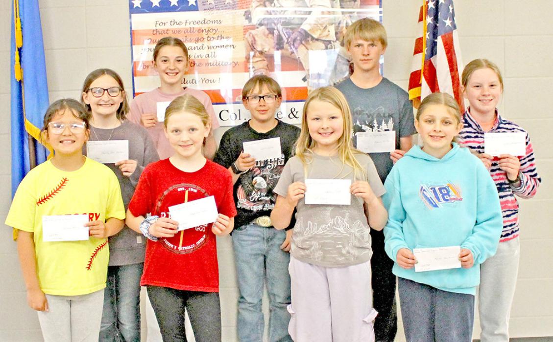 Winners of the Dallas American Legion Poppy Poster Constest are shown above. They are back row, l to r; Avery Birkel and Mason Miller. Middle row, l to r: Quinley Steffen, Gatlin Doney, and Lydia Wonnenberg. Front row, l to r; Carmen Kenzy, Madeline Engel, Adeline Beck, and Kerlee Den Herder. (Photos by Kristy Ring)