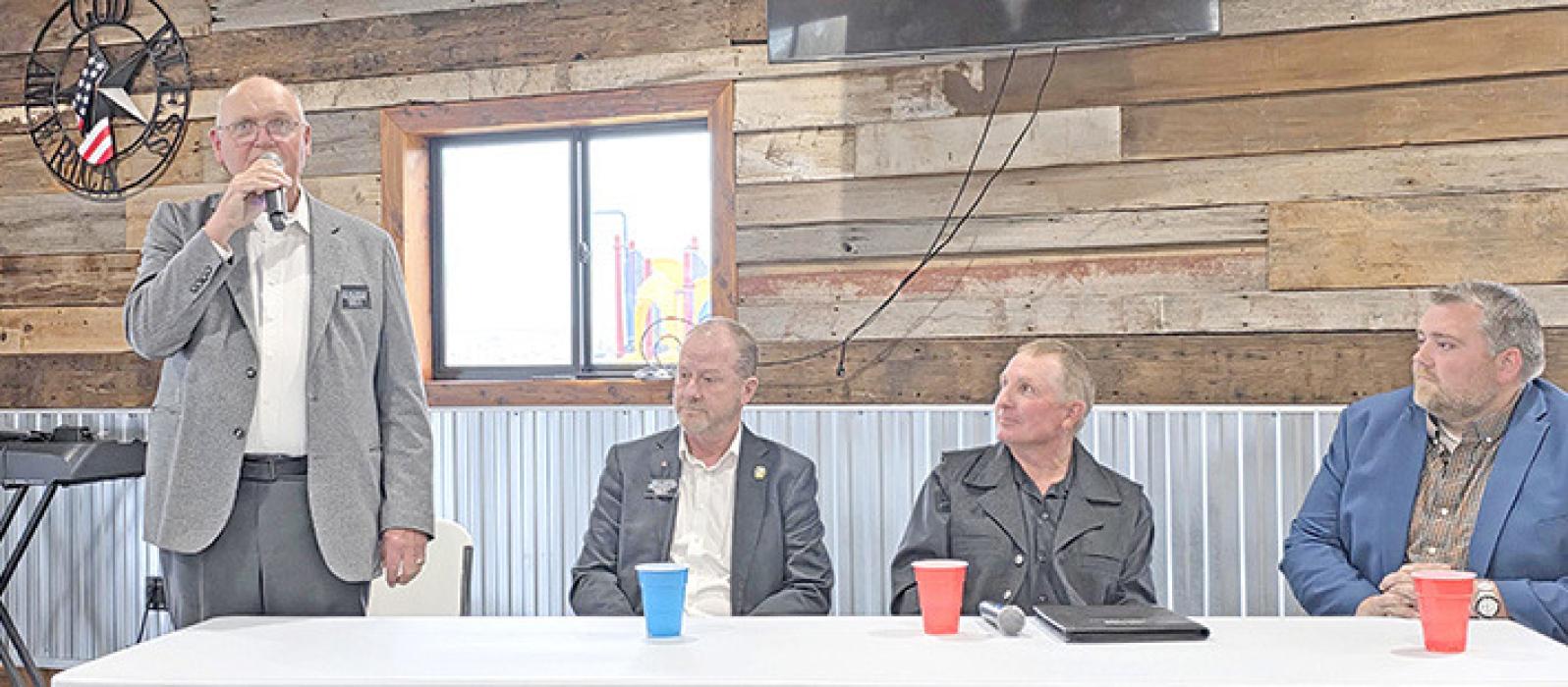 The four Republicans running for District 21’s two seats in the South Dakota House are, l to r: Jim Halverson, Marty Overweg, John Harter, and Wyatt DeJong.