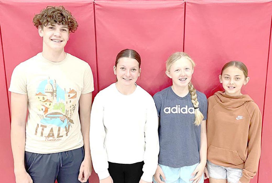 Gregory students who earned a Superior + (I+) were l to r: seventh grader George Timanus on mallets; fifth grader Ava Schweigert on mallets and snare, fifth grader Gracelyn Lanz on mallets and snare, and fifth grader Kiki Haines, baritone.