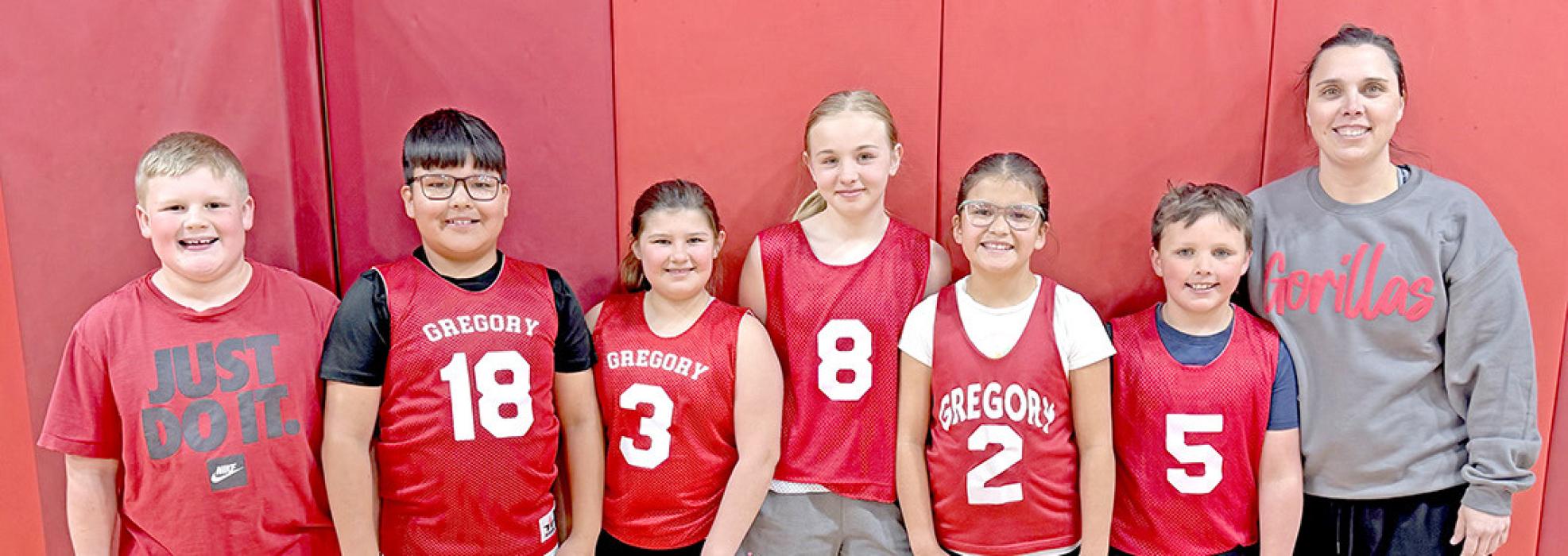 The Michigan Wolverines (l to r: Casen McIntosh, Keanu Kenzy, Bria Opp, Kylie Schell, Carmen Kenzy, Knox Hamilton, and Coach Annie Hamilton) were runners-up in the 3rd-4th grade division.
