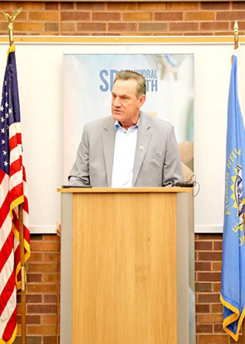 Gov. Larry Rhoden announced more than $7.8 million in opioid settlement grants at a press conference in Sioux Falls last Thursday.