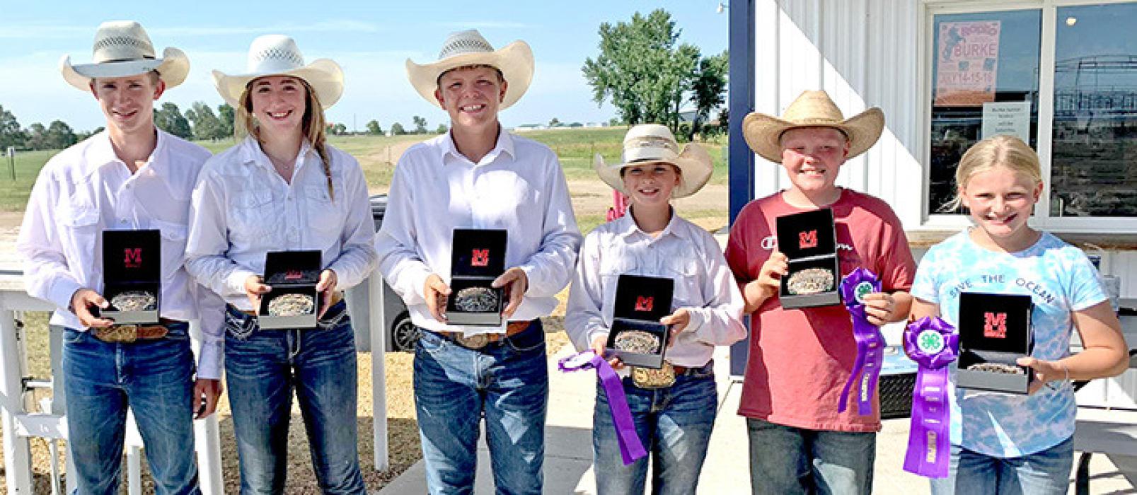 All around winners are pictured from l to r: Hayden Haiar, Hailey Haiar, Dale Smikle, Brooklyn Bailey, Tucker Smikle, and Lauryn Diekmann.