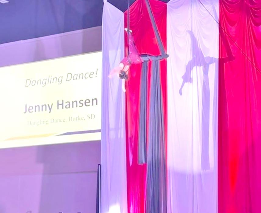 Jenny Hansen placed 2nd at the Black Hills Aerial Cup with her aerial silks routine April 11-13, 2025, in Rapid City. (Submitted photo)
