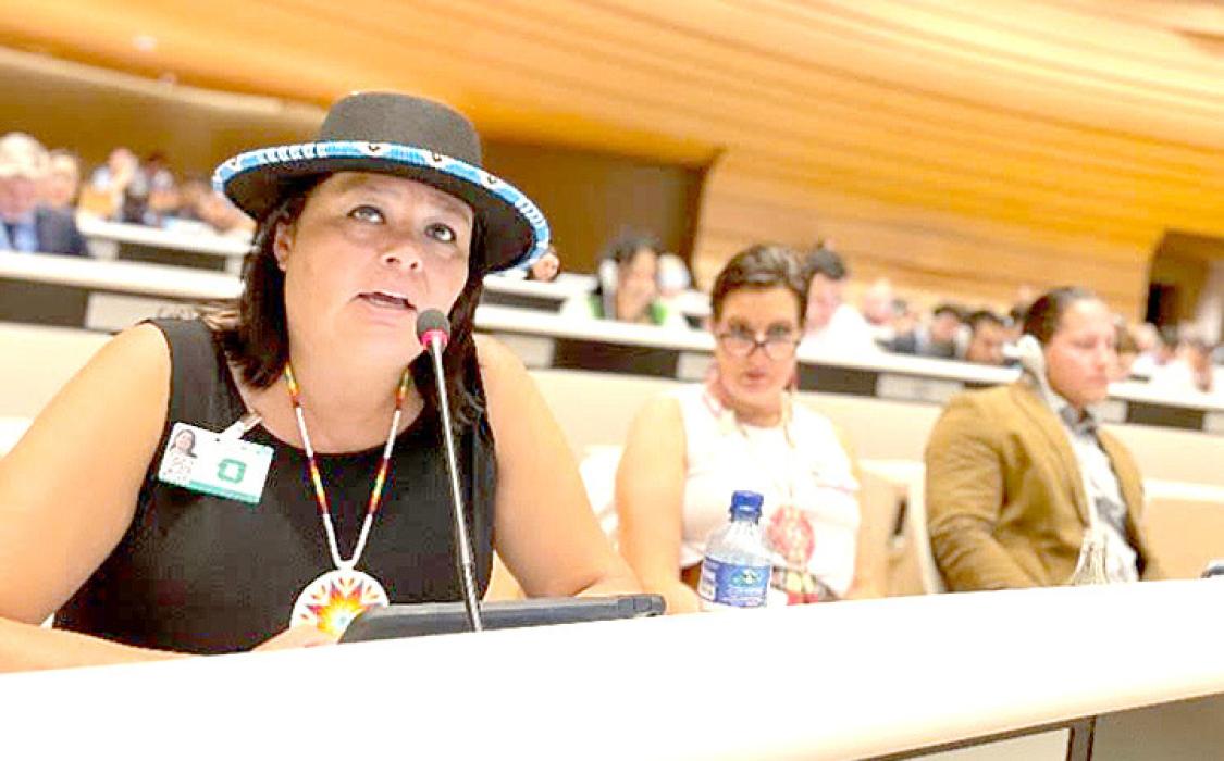 Lisa White Pipe spoke at the United Nations 16th Session of the Expert Mechanism on the Rights of Indigenous Peoples in July. She commented that the rooms were very warm in the UN because they didn’t have air conditioning.