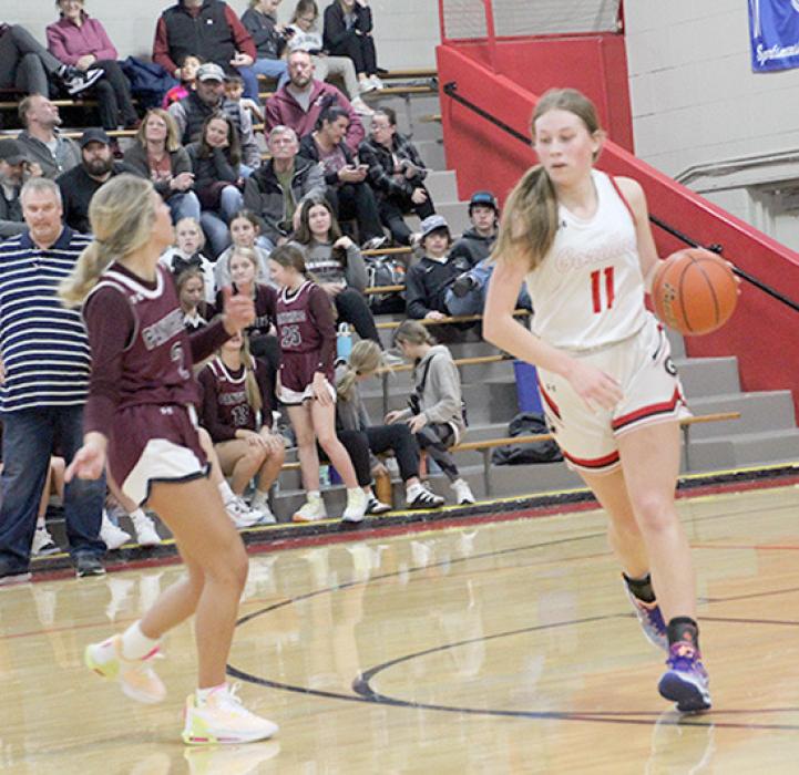 Cassidy Keiser hooped 17 points against Kimball/White Lake and 18 points on Monday night during the Platte-Geddes matchup.