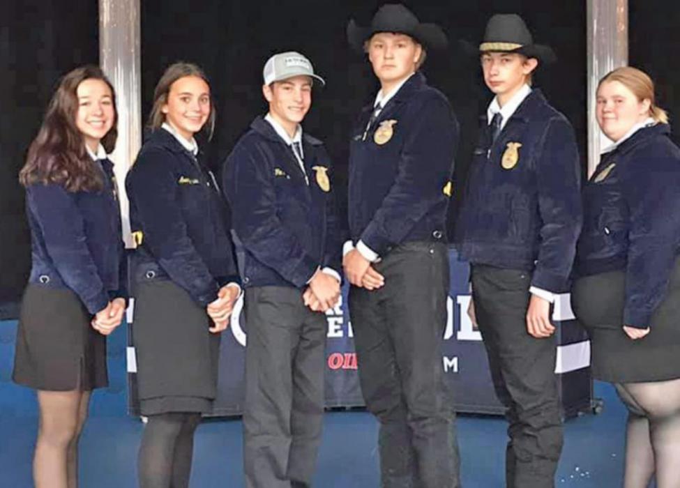 Gregory Co. FFA members who attended the convention are shown l to r: Savannah Schrader, Avery Zeisler, Fin Adams, Justin Vomacka, Cody Williams, and Dori Bruns.