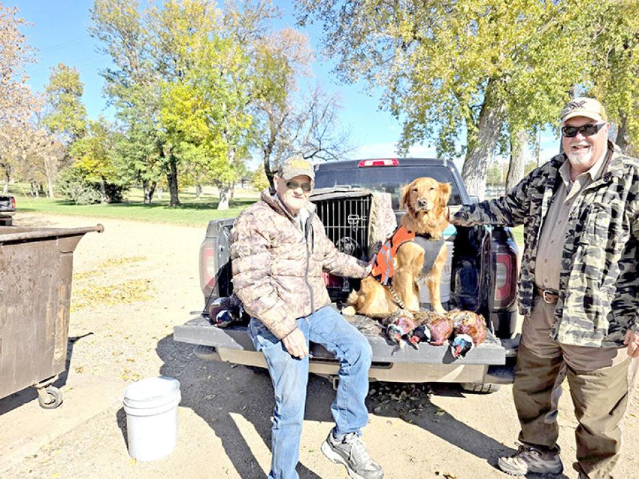 Jim, l, and Steve, r, from Missouri, said they had no problem getting their bird limit opening day 2025, and “could have gotten ten times more.” Steve has hunted in Gregory on opening weekend for about ten years, usually with his son, and says he loves coming to the area.
