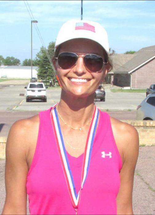Katie Biggins, 2 mile run, women over 35 -1st