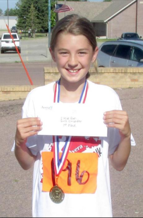 Avery Birkel, 2 mile run, girls 10 and under - 1st
