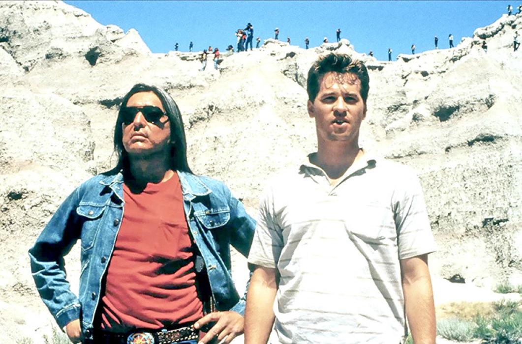 Graham Greene and Val Kilmer in “Thunderheart,” Michael Apted’s fictional story based on the AIM occupation of Wounded Knee and shot in South Dakota. (Photo: Roger Deakins)