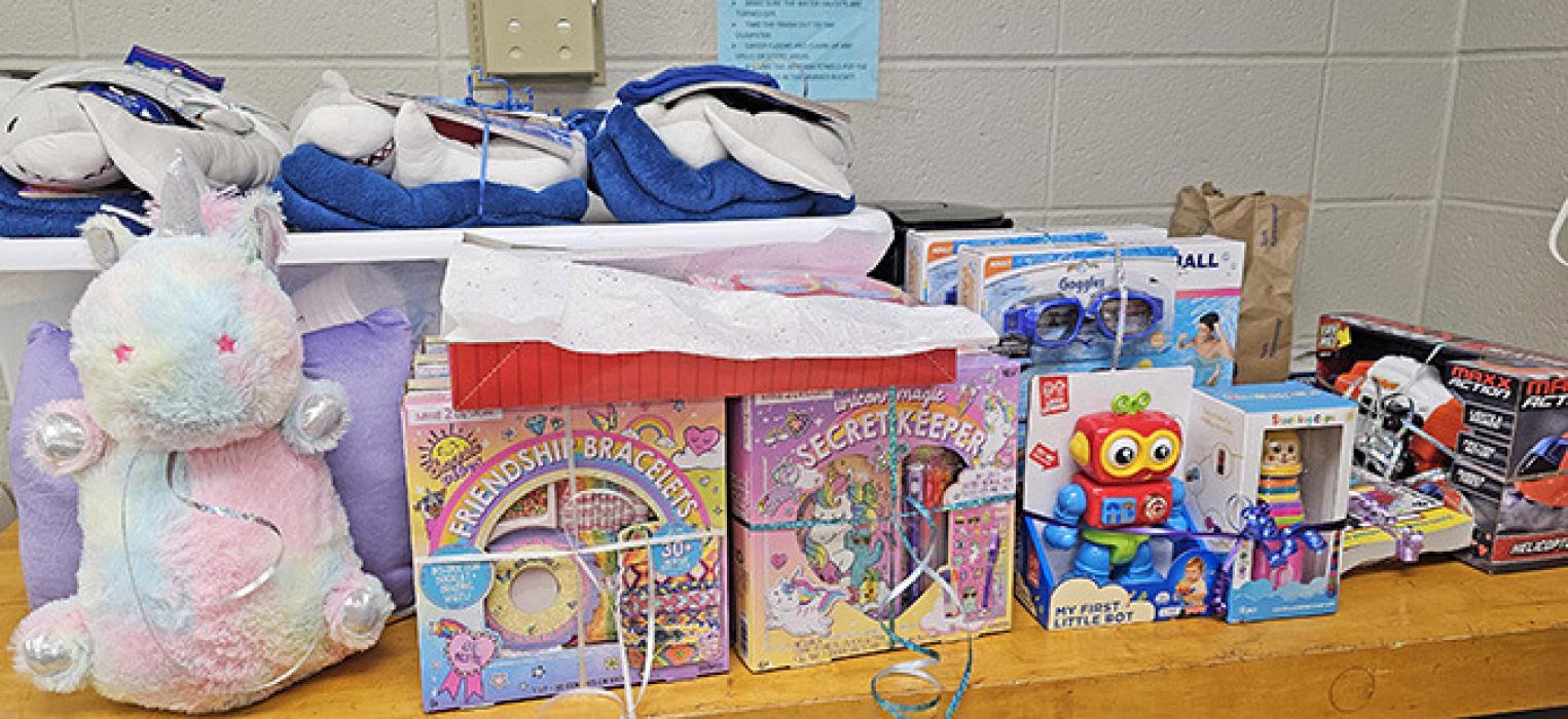 Christmas Giveaway items ready for the Gregory Elementary to shop on December 9
