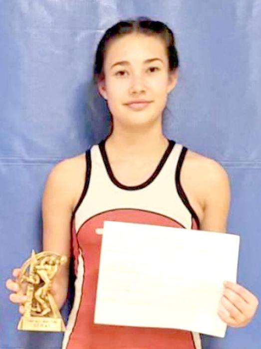 Kennley Sedlacek has had a successful AAU season in her first year of wrestling. (Photo used with permission.)