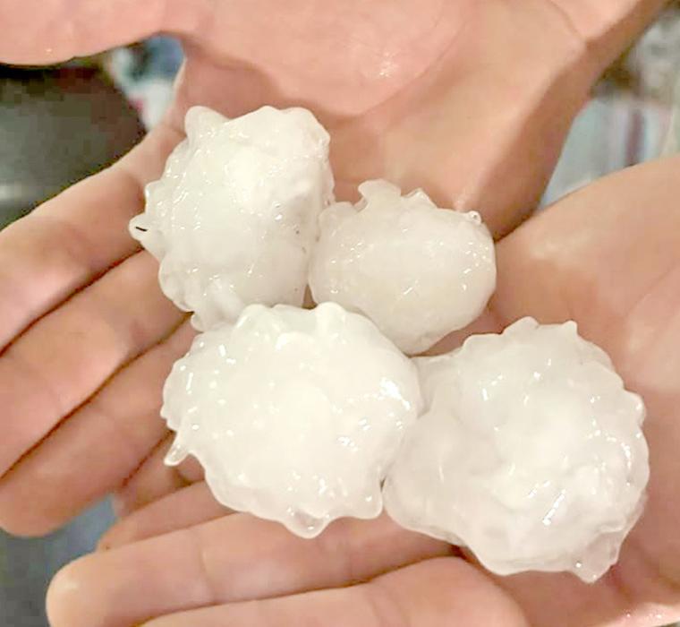 Kathie Bartlett picked up these hail stones at her place south of Burke. (Photo from Kathie Bartlett Facebook page)