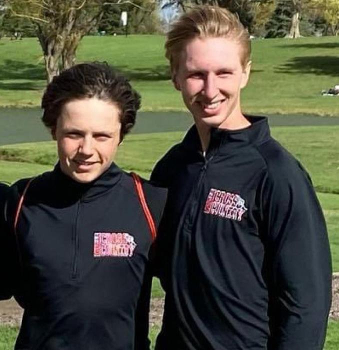 Luke Sinclair, right, earned a Region 3B championship last Wednesday at Freeman and is heading to state. Pierce Stukel, left, is also headed to the state meet with his 15th place finish at regions. (Submitted photo)